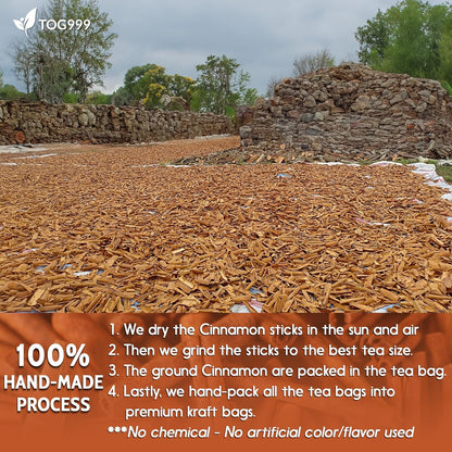 Pure Cinnamon Tea, 100% Natural & Pure Cinnamon. Cinnamon Herbal Tea. Cinnamon Stick Herbal Spice Tea. No Sugar, No Caffeine, No Gluten, Vegan.