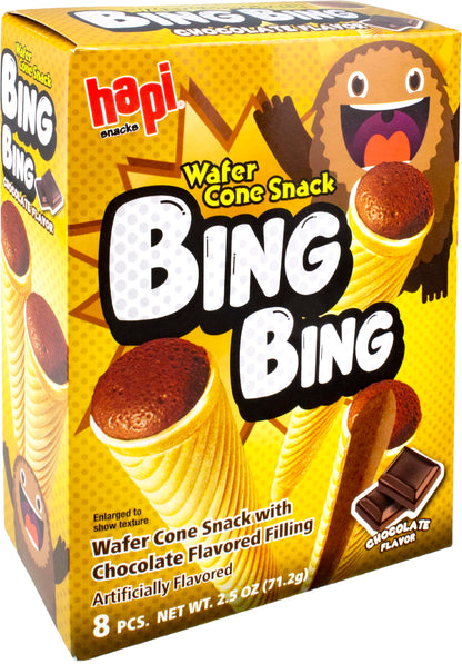 Hapi Bing Bing Cone Snack - Crispy Wafer Cones with Strawberry Cream Filling (2.5 oz)