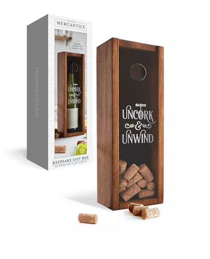 STUDIO MERCANTILE WINE KEEPSAKE BOX - ELEGANT GIFT & CORK DISPLAY