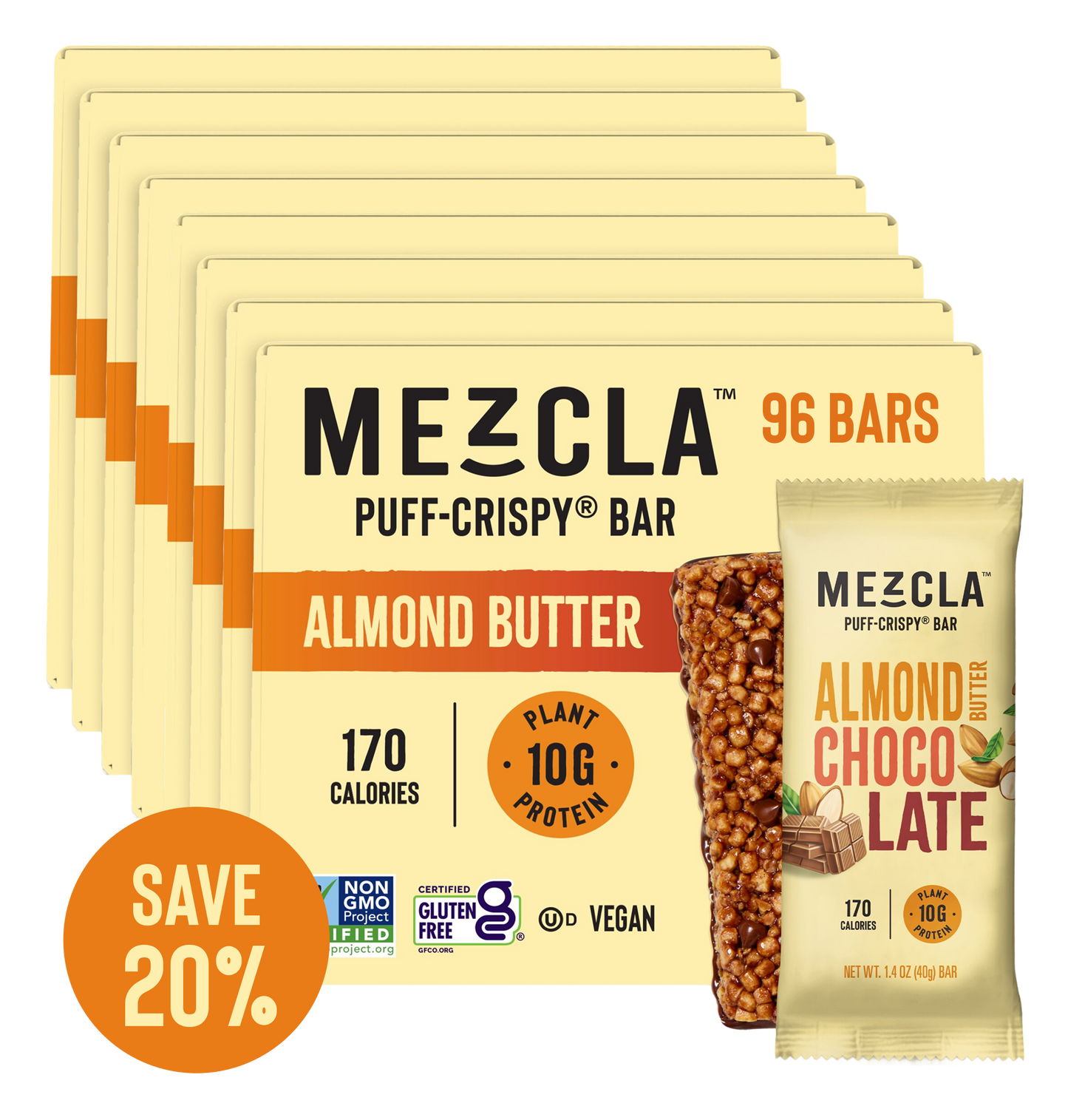 Mezcla Almond Butter Chocolate Bars - 12 bars x 1.4 oz case