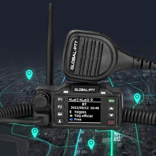 Global-Ptt V1 Walkie Talkie Vehicle Radio Station with 4G LTE GPS Function Dual Pack Portable Audio Radio for Nationwide Communication