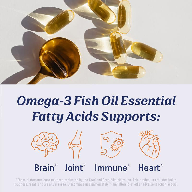 Triple Strength Omega 3 Fish Oil 1200 Mg | EPA & DHA | Wild Caught, Sustainably Sourced Omega-3 Fatty Acids | Premium Burpless Fish Oil Supplements