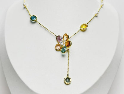 Swyii Elegant Floral Adjustable Pendant Multi Station Necklace for Women for Party, Flower Pendant, Trendy All-Match Luxury Jewelry for Gift, Mother’S Day