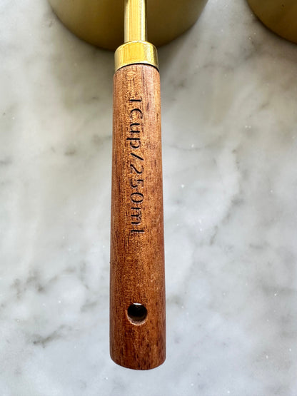 Montecito Acacia Wood & Gold Measuring Cups & Spoons Set