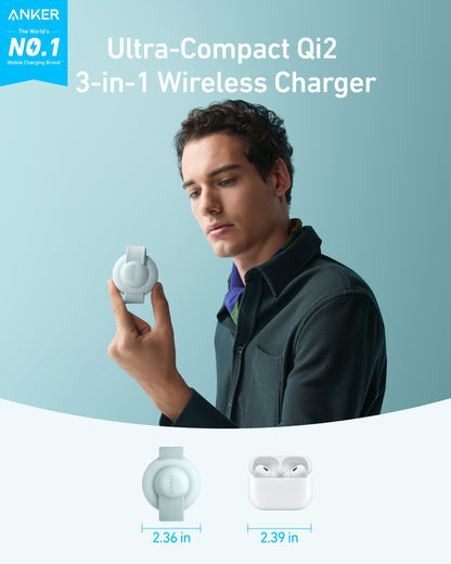 Anker MagGo Wireless Charging Station (3-in-1, Foldable Pad)