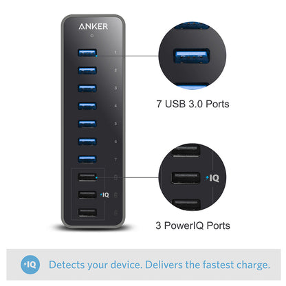 Anker 60W 10-Port USB 3.0 Data Hub