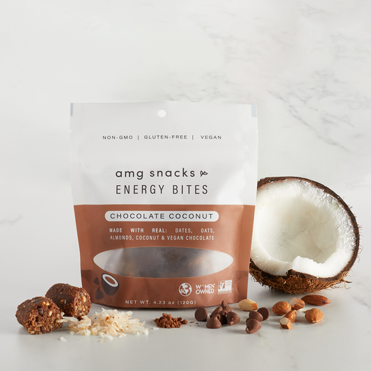 AMG Snacks Chocolate Coconut Energy Bites Pack - 6 Packs x 4 oz case