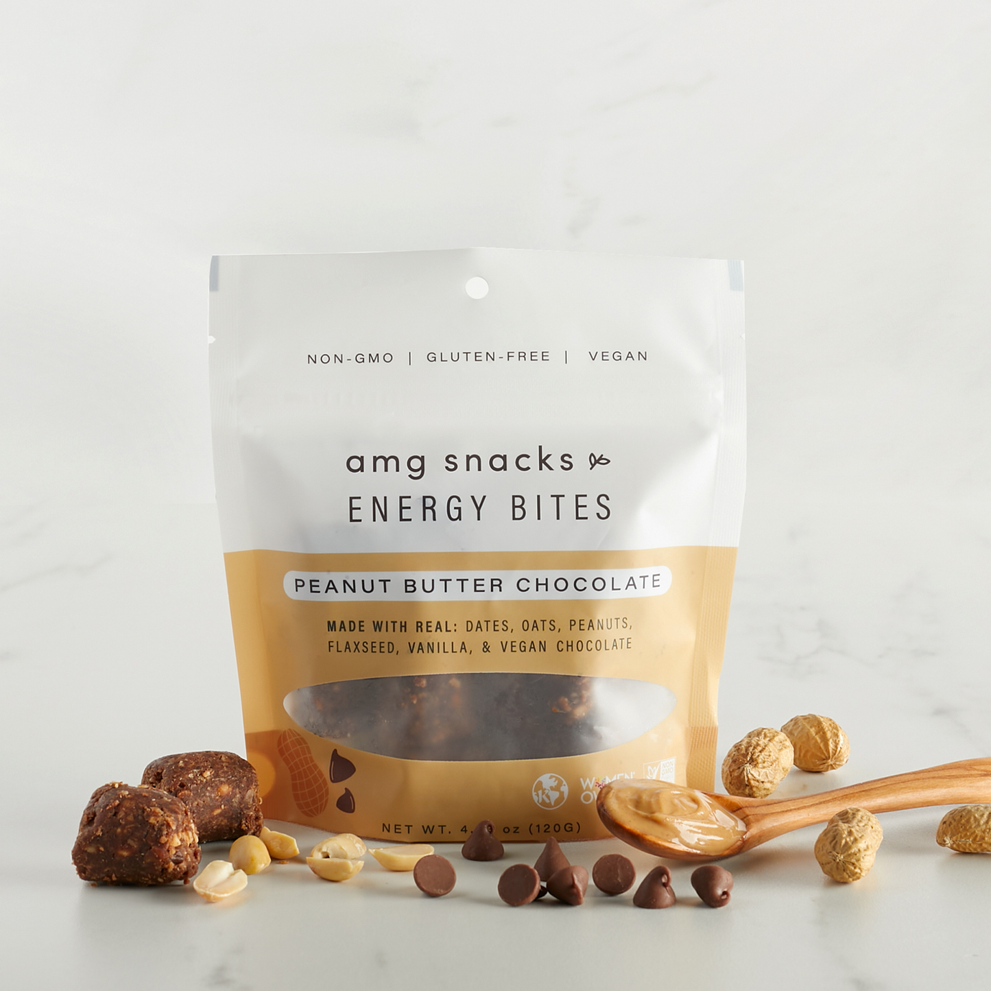 AMG Snacks Peanut Butter Chocolate Energy Bites Pack - 6 Pack x 4 oz case