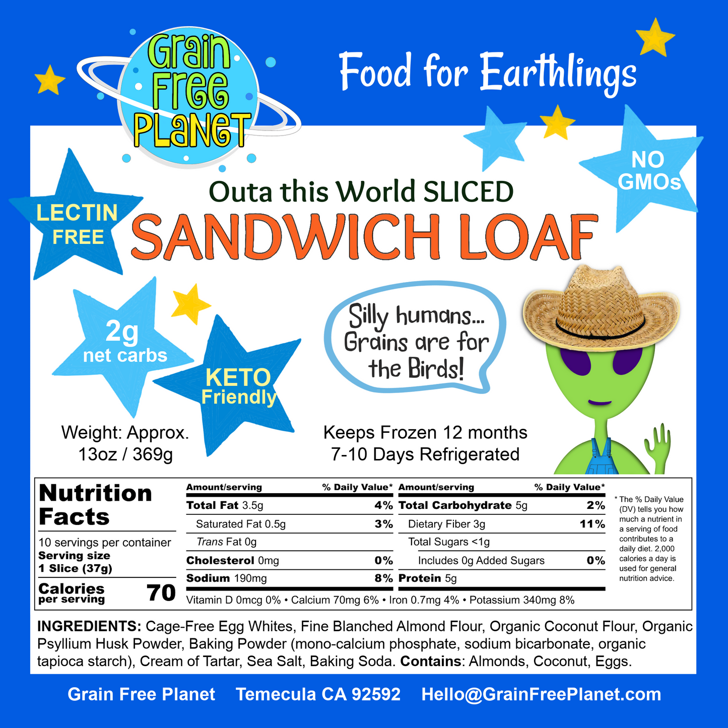 Grain Free Planet Keto Sliced Sandwich Loaf Case