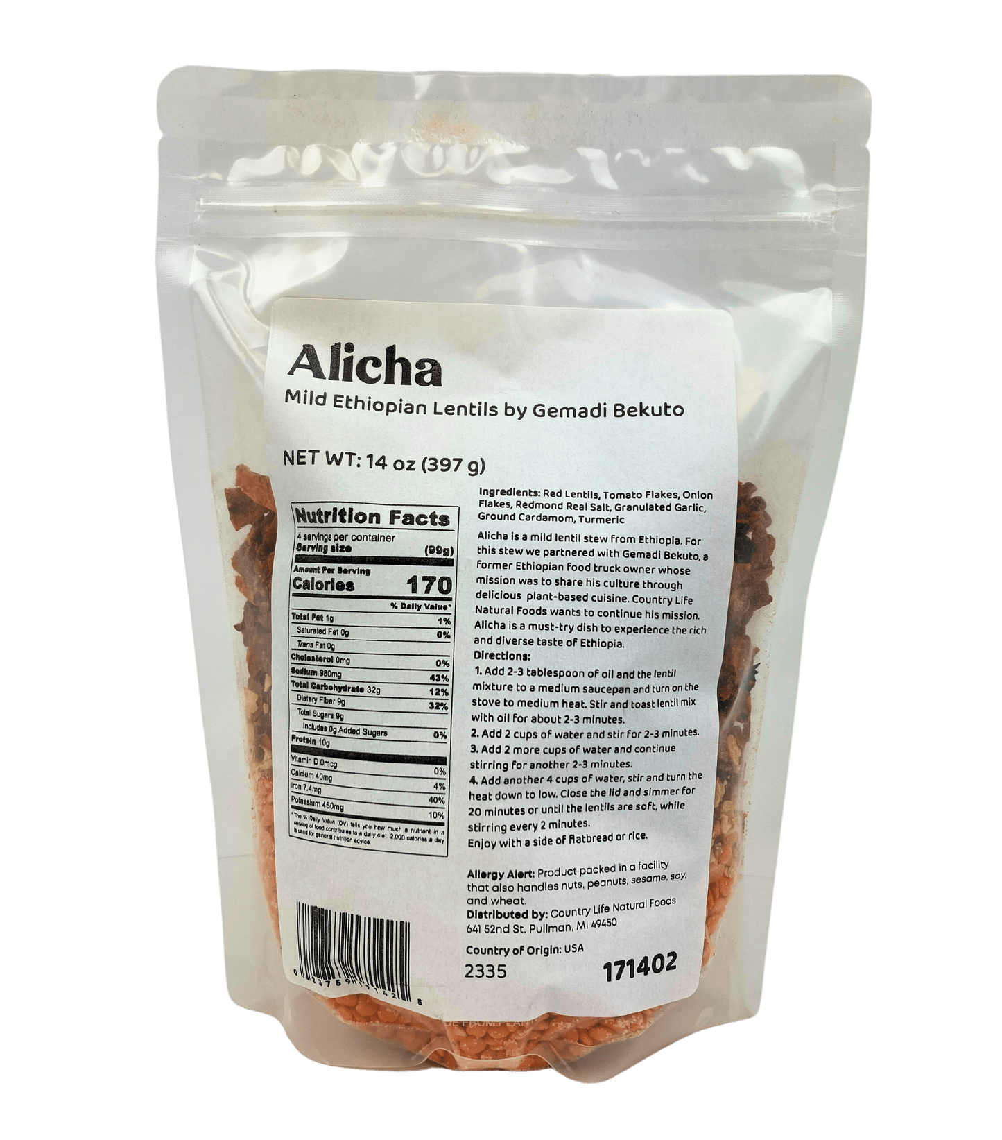 Alicha - Mild Ethiopian Red Lentils