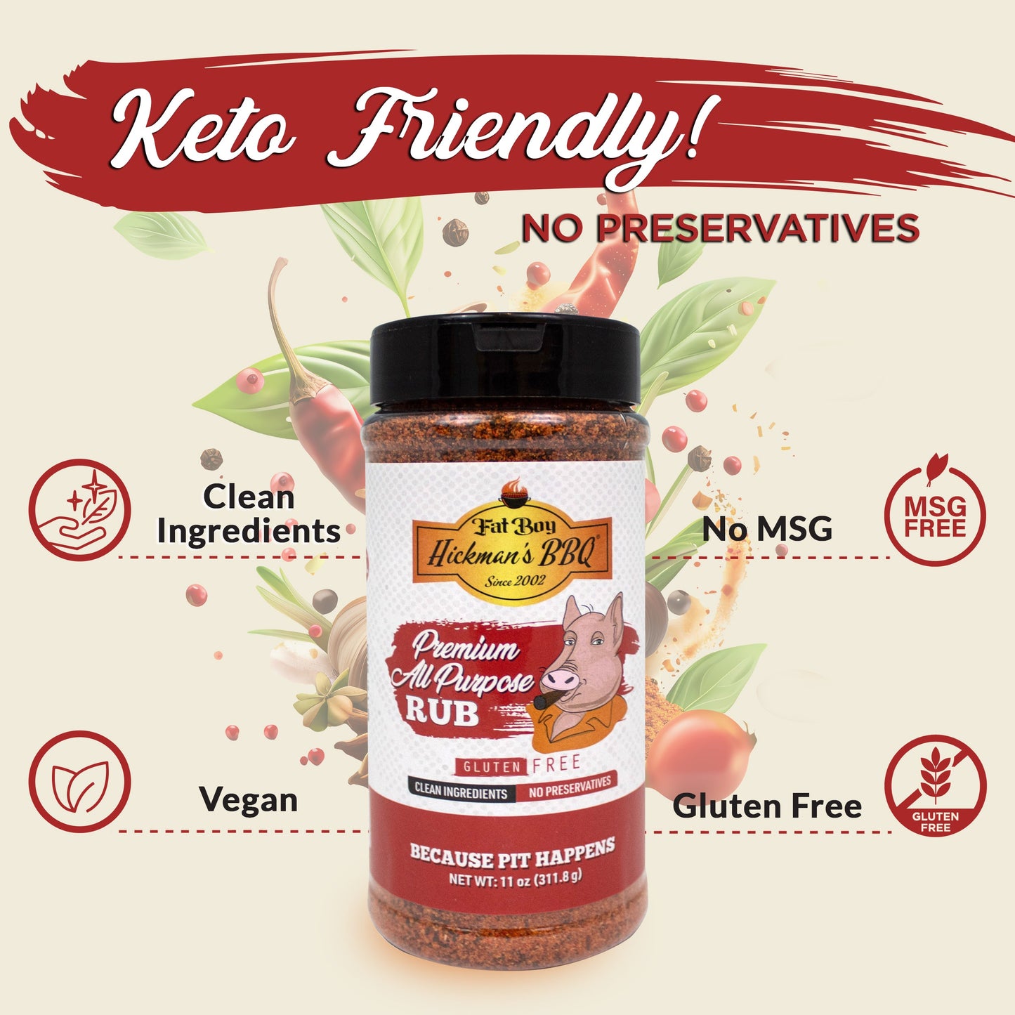 Premium All Purpose Gluten Free Keto Friendly BBQ Rub 8.6 oz