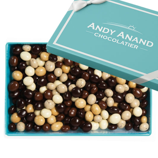 Andy Anand Espresso Coffee Belgian Chocolate Assortment, 5 Flavors, 1 lb – 60% Cocoa Butter, Gourmet Gift Box, Birthday & Holiday Occasions