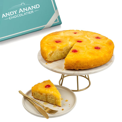 Andy Anand Gluten-Free Pineapple Upside-Down Cake, 9-Inch, 2.4 lb – Caramelized Pineapple, All-Natural, No Preservatives, Birthday Gift Box