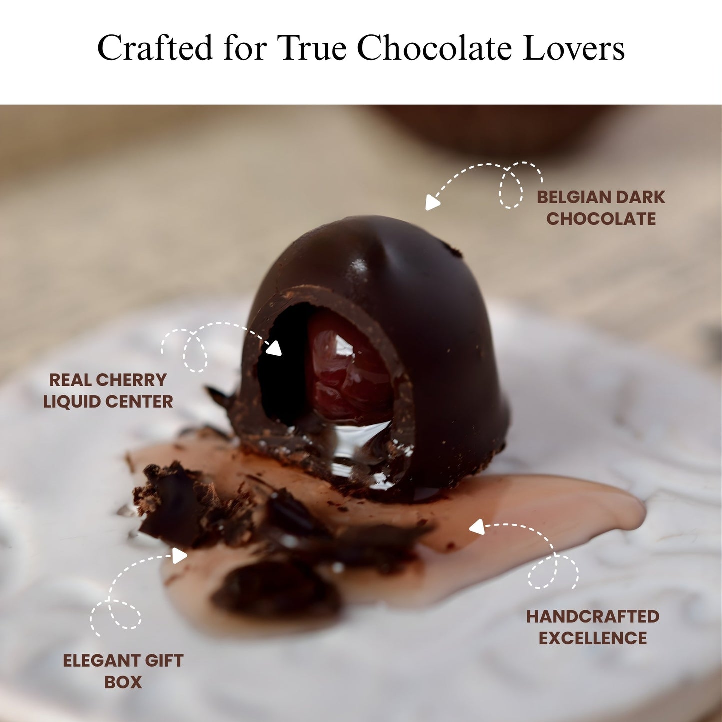 Andy Anand Belgian Dark Chocolate Cherry Cordials, 48 pc – Vegan Gift Box, Rich Liquid Center, 60% Cocoa Butter, Birthday & Valentine's Gift