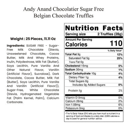 Andy Anand Sugar-Free & Gluten-Free Belgian Chocolate Truffles, 15 pc – Assorted Flavors, Diabetic-Friendly, Birthday & Valentine's Gift