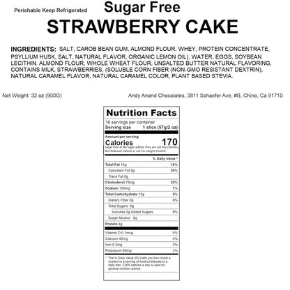 Andy Anand Sugar-Free Strawberry Cake, 9-Inch, 2 lb – Gourmet, Freshly Baked, All-Natural, No Preservatives, Diabetic-Friendly Birthday Gift