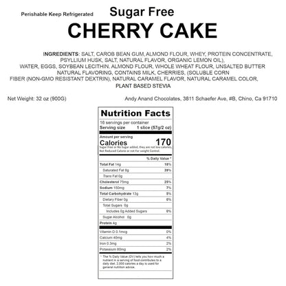 Andy Anand's Deliciously Indulgent Sugar Free Cherry Cake  9" - Soft Creamy & Moist Decadent Cakes From Bakery (2.9 lbs)