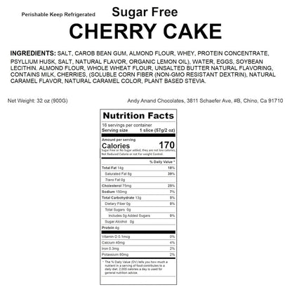 Andy Anand Sugar-Free Cherry Cake, 9-Inch, 2.9 lb – Gourmet, Freshly Baked, All-Natural, No Preservatives, Diabetic-Friendly Birthday Gift