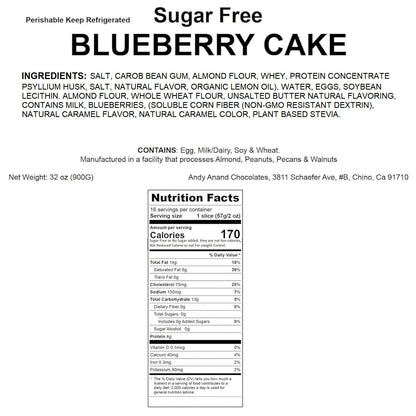 Andy Anand Sugar-Free Blueberry Cake, 9-Inch, 2.8 lb – Handcrafted, Moist & Delicious, Diabetic-Friendly, No Preservatives, Birthday Gift