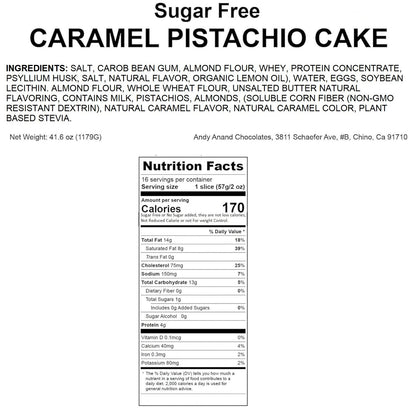Andy Anand Deliciously Indulgent Sugar Free Caramel Pistachios Cake 9" - Experience the Richness - Amazing Decadent Cakes From Bakery (2.6 lbs)