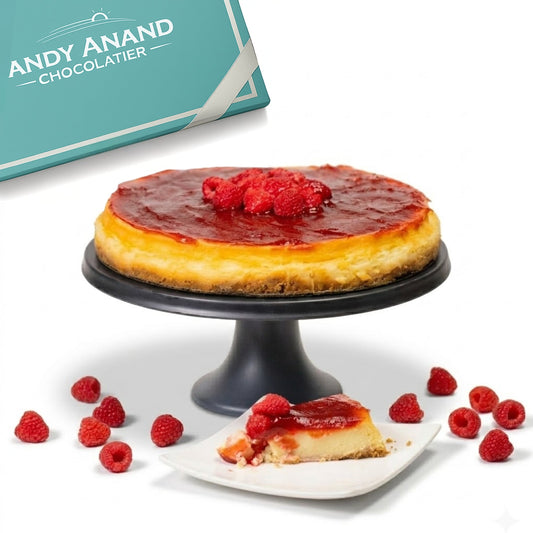 Andy Anand Sugar-Free Raspberry Cheesecake, 9-Inch, 2.6 lb – Freshly Baked, No Preservatives, Diabetic-Friendly, Cream Cheese Gift Box