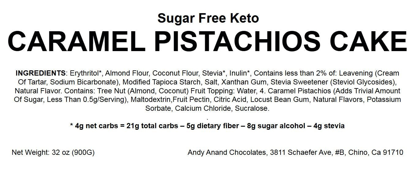 Andy Anand Sugar Free Keto Caramel Pistachios Cake 9" - Amazing Fresh Bakeries That Deliver Sugar Free Cakes, Irresistible Creation (2 lbs)