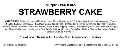 Andy Anand Keto Sugar Free Chocolate Strawberry Cake  9" - No Added Sugar For Diabetic Fresh Baked Gourmet Cake - Perfect for keto dessert lovers (2 lbs)