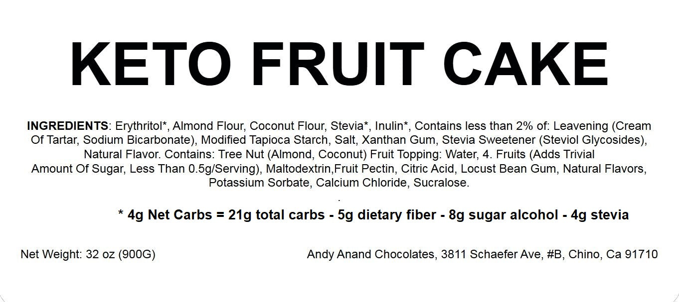 Andy Anand Guilt-Free Luxury: Keto Sugar Free Fruit Cake with Rich Truffles Perfect Bakery Dessert For Diabetic, Birthday Cake (2.8 lbs)