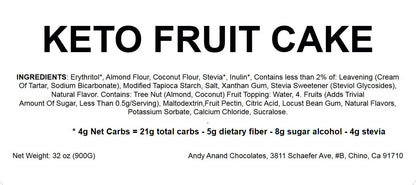 Andy Anand Guilt-Free Luxury: Keto Sugar Free Fruit Cake with Rich Truffles Perfect Bakery Dessert For Diabetic, Birthday Cake (2.8 lbs)