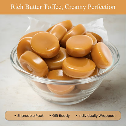 Andy Anand Sugar-Free European Butter Toffee Hard Candy, 40 pc, 7 oz – Stevia Sweetened, Keto & Diabetic-Friendly Gourmet Snack Gift Box