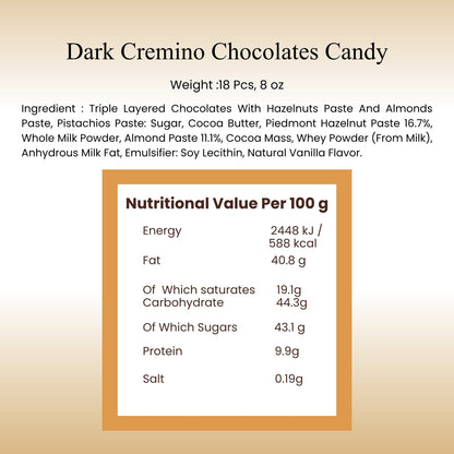 Andy Anand Italian Cremino Chocolate Assortment, 18 pc, 8 oz – Gluten-Free, 60% Cocoa Butter, Authentic Italian, Birthday & Holiday Gift Box