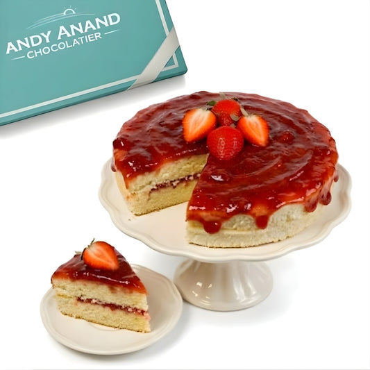 Andy Anand Sugar-Free Strawberry Cake, 9-Inch, 2 lb – Gourmet, Freshly Baked, All-Natural, No Preservatives, Diabetic-Friendly Birthday Gift