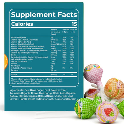 Andy Anand Sugar-Free Multivitamin Lollipops, 29 ct, 8.8 oz – Real Fruit Juice, Keto, Kids Multivitamin Support, Birthday & Holiday Gift