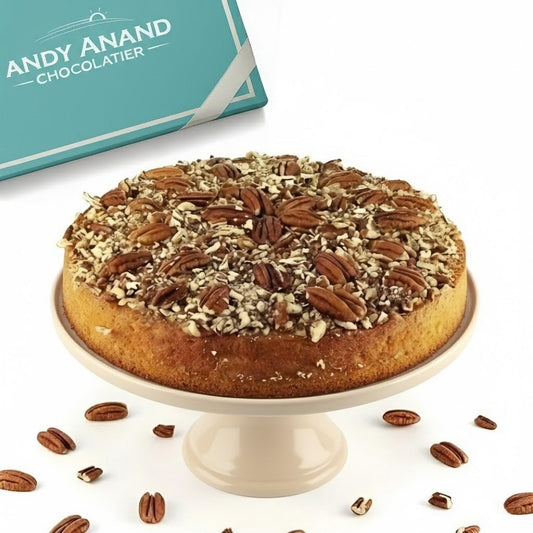 Andy Anand Caramel Pecan Cake, 9-Inch, 2.8 lb – Hand-Baked, Toasted Pecans, Caramel Drizzle, No Preservatives, Birthday & Holiday Gift