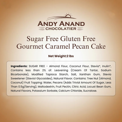 Andy Anand Caramel Pecan Cake, 9-Inch, 2.8 lb – Hand-Baked, Toasted Pecans, Caramel Drizzle, No Preservatives, Birthday & Holiday Gift