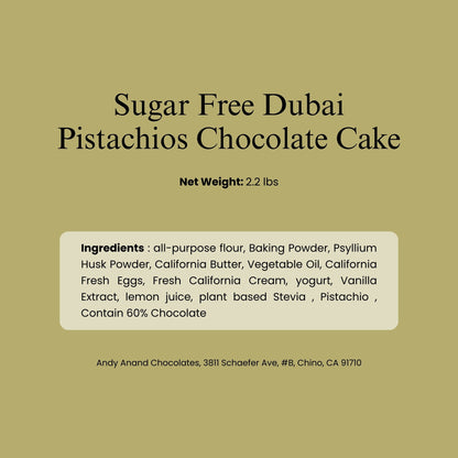 Andy Anand Sugar-Free Dubai Pistachio Chocolate Cake, 2.2 lb – Kataifi, Pistachio Cream, Keto & Diabetic-Friendly Viral Birthday Gift Box