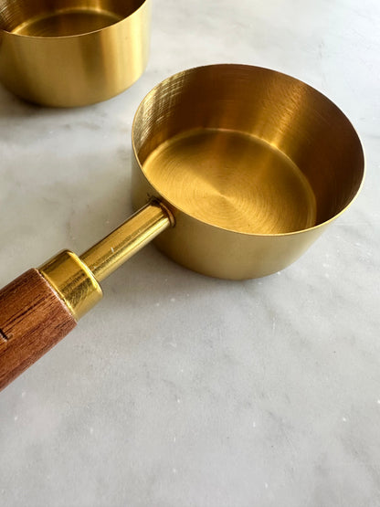 Montecito Acacia Wood & Gold Measuring Cups & Spoons Set