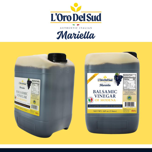 L'Oro Del Sud, "Gold Label" 8 year Aged Balsamic Vinegar of Modena, IGP Certified, 5 liters (169 fl oz)