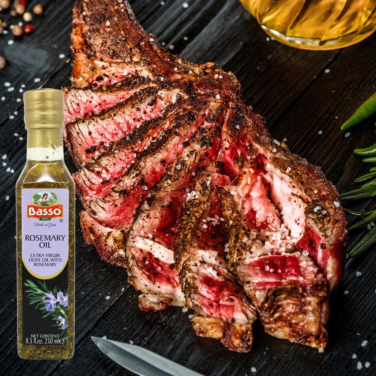 Basso 1904, Rosemary Infused Extra Virgin Olive Oil – 8.5 fl oz (250 ml)