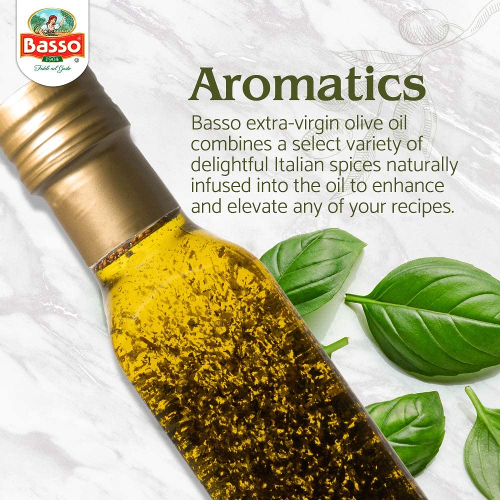 Basso 1904 Rosemary Infused Extra Virgin Olive Oil – Italian Finishing Oil – 8.5 fl oz (250 ml)