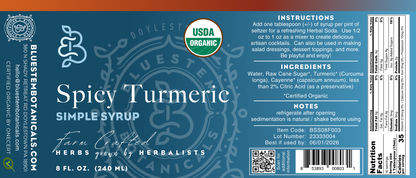 Spicy Turmeric Simple Syrup - Organic