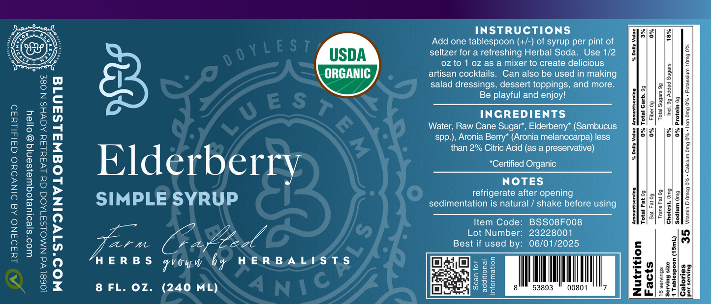 Elderberry Simple Syrup - Organic