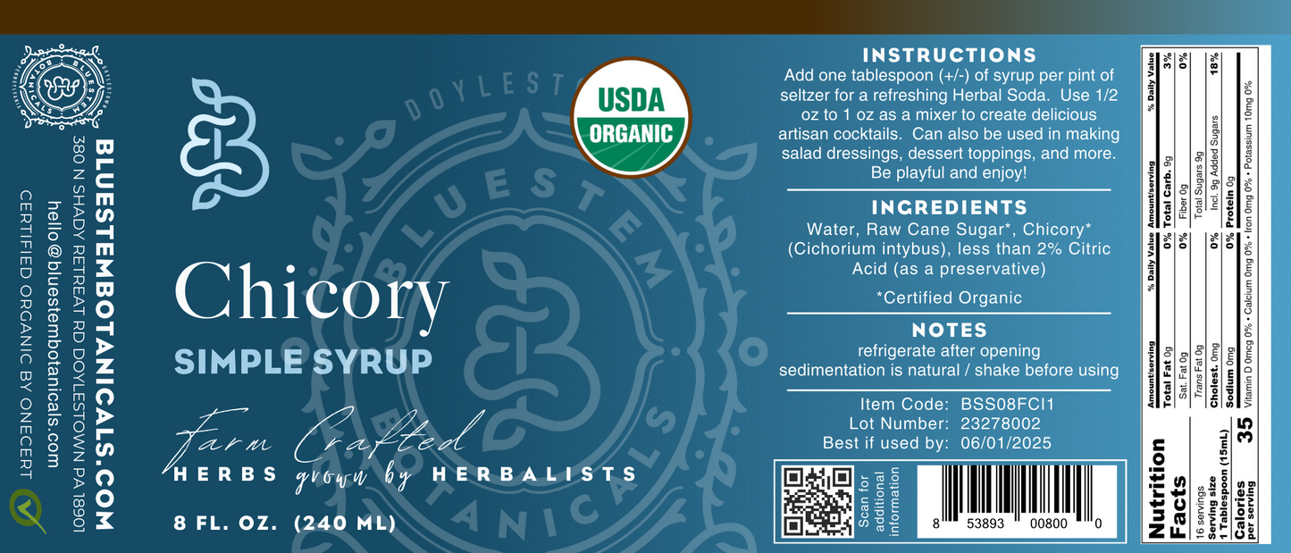 Roasted Chicory Root Simple Syrup - Organic