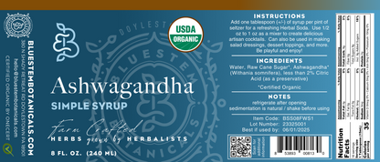 Ashwagandha Simple Syrup - Organic