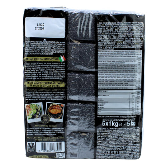 Riso Scotti Venere Black Italian Rice – Bulk (5 x 1 kg / 11 lb)