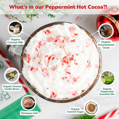 Instant Dairy Free Peppermint Hot Cocoa Mix  | Single Serving 5 Pack |Gluten Free, Vegan and Organic
