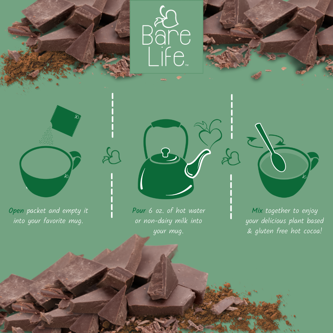 Instant Dairy Free Coconut Hot Cocoa Mix  | Single Serving 5 Pack |Gluten Free, Vegan and Organic