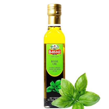 Basso 1904, Basil Oil, Infused Extra Virgin Olive Oil, 8.5 Fl Oz (250ml)