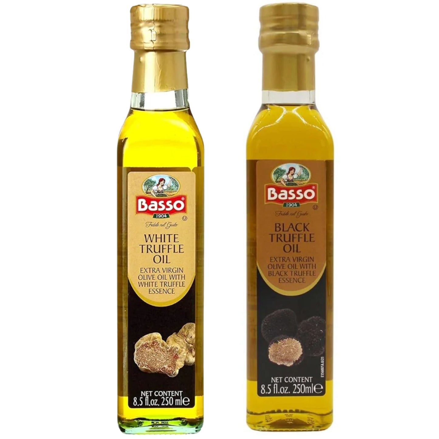 Basso 1904 Black & White Truffle Infused Extra Virgin Olive Oil – 2 x 8.5 fl oz (250 ml)