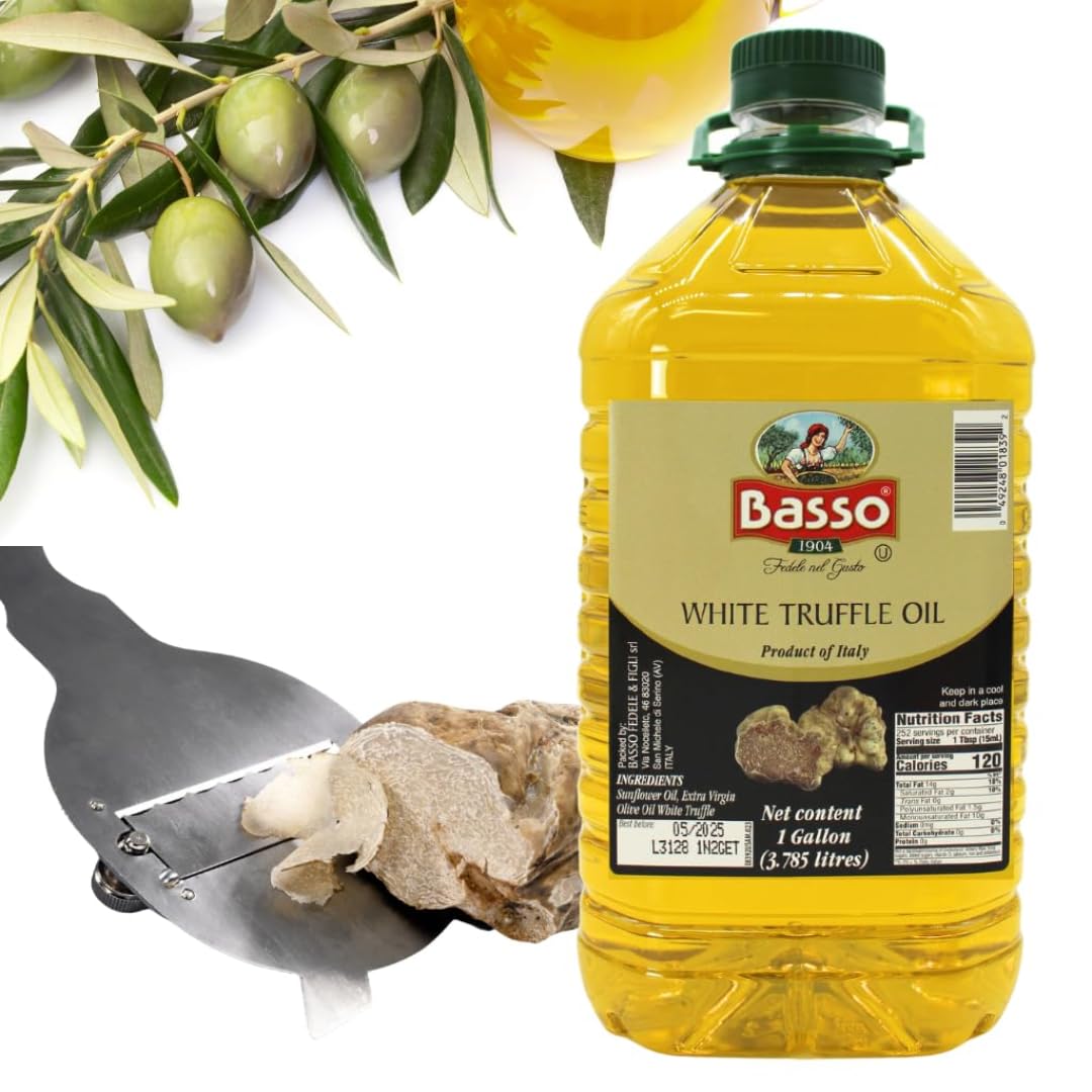 Basso 1904, White Truffle Infused Extra Virgin Olive Oil – 1 Gallon (3.8 L)